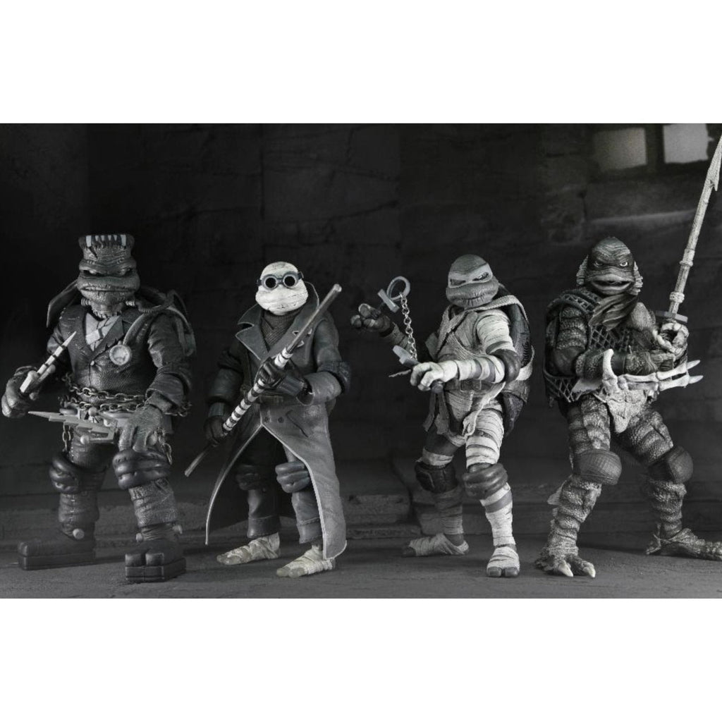 NECA Universal Monsters Teenage Mutant Ninja Turtles Black & White 4-Pack