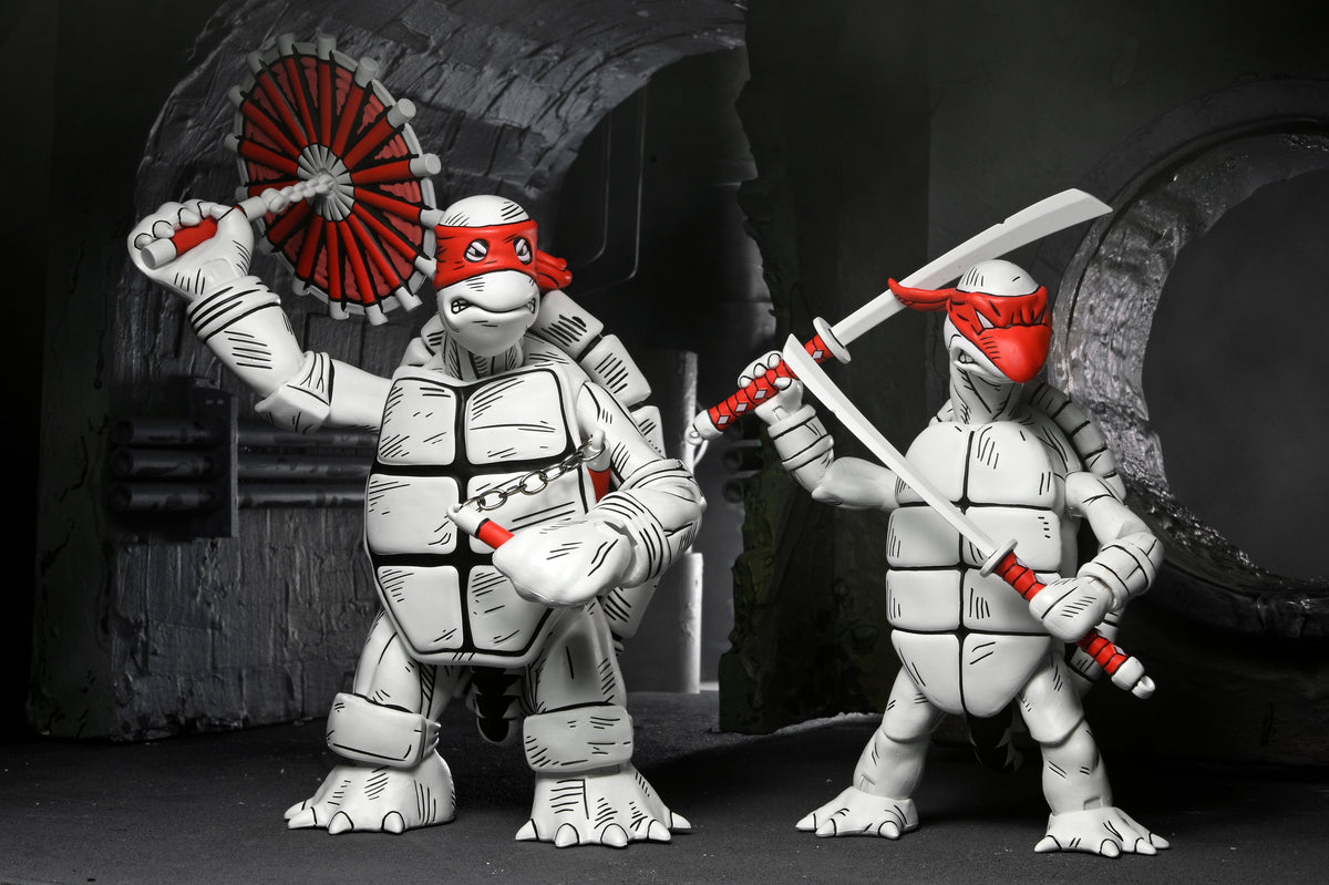 NECA Teenage Mutant Ninja Turtles Mirage Black & White First Turtles 2-Pack