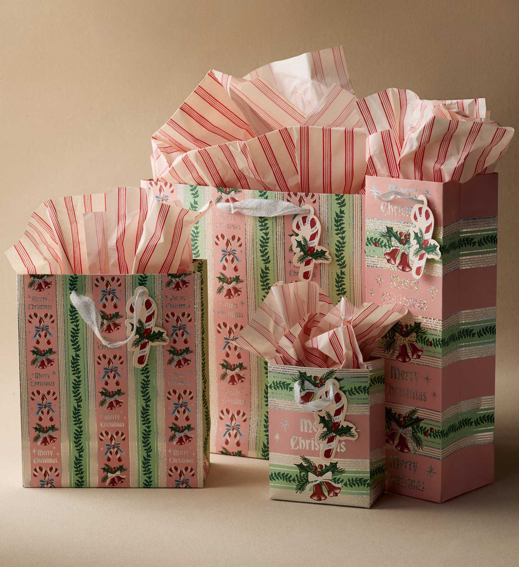 Candy Cane Stripe Wine Gift Bag