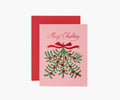 Merry Christmas Mistletoe Card Holiday Card - Single Card