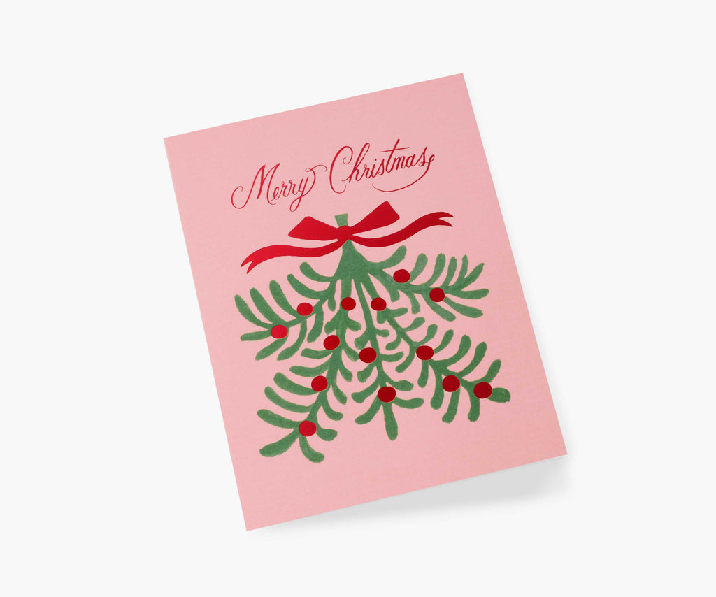 Merry Christmas Mistletoe Card Holiday Card - Single Card