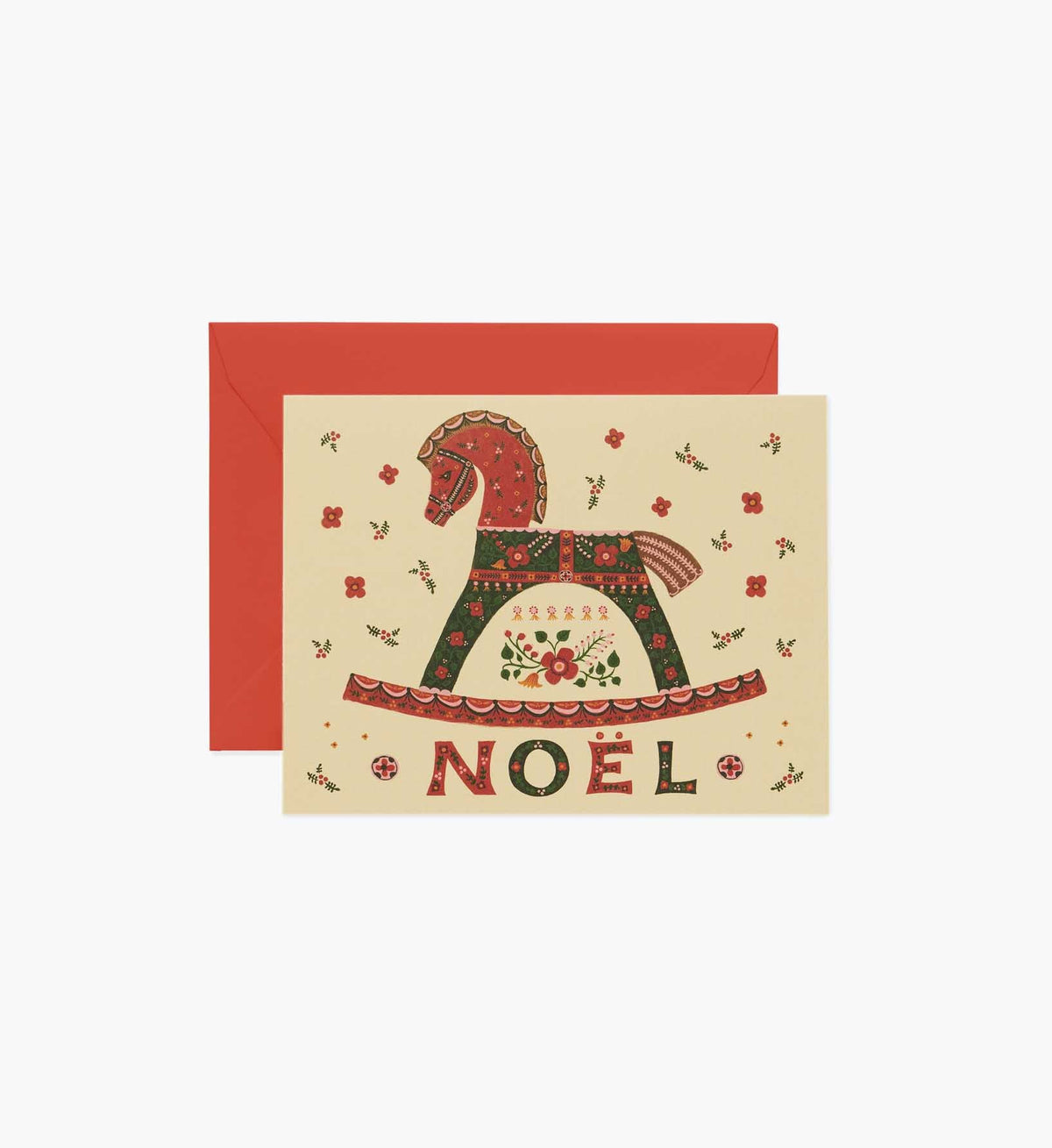 Noel Rocking Horse Holiday Card - Single Card