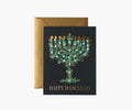 Laurel Menorah Hanukkah Card - Single Card