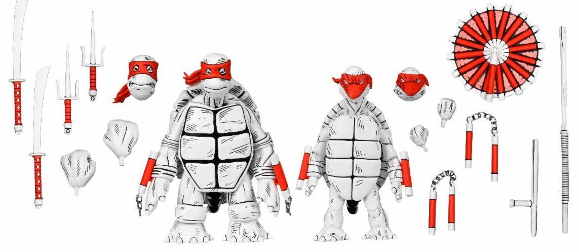 NECA Teenage Mutant Ninja Turtles Mirage Black & White First Turtles 2-Pack
