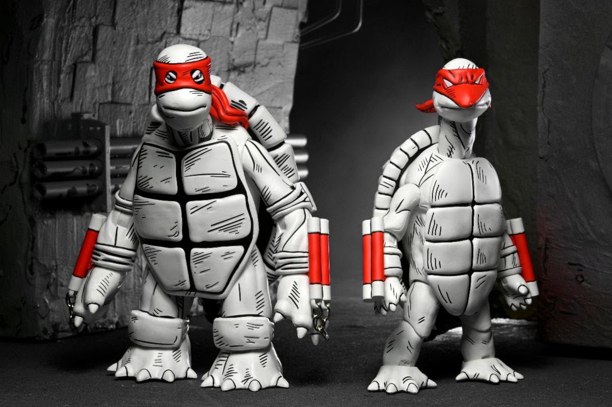 NECA Teenage Mutant Ninja Turtles Mirage Black & White First Turtles 2-Pack
