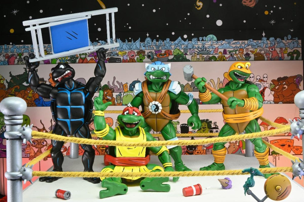 NECA Teenage Mutant Ninja Turtles Stump Wrestling Turtle 4-Pack (Archie Comics)